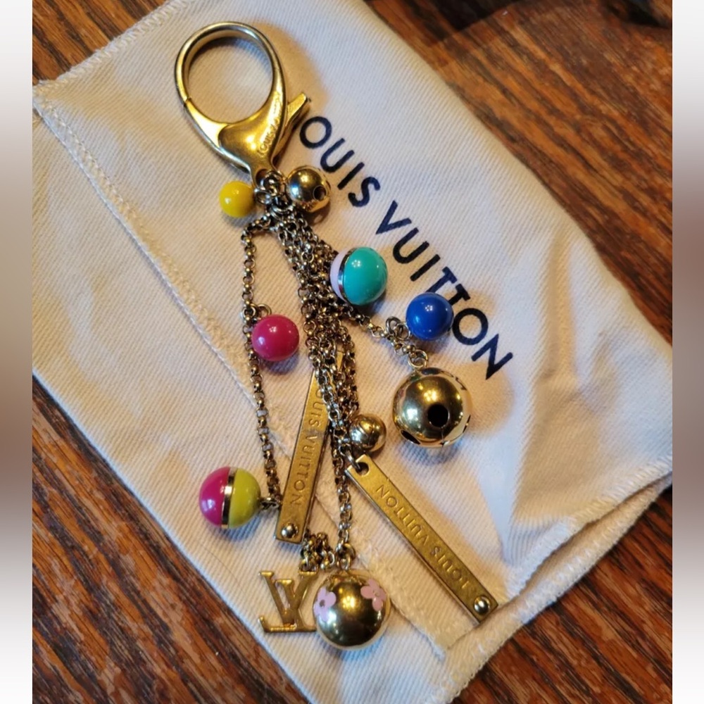 LOUIS VUITTON RARE Porto Cle Grelots Multicolor Gold Bag Charm Keychain